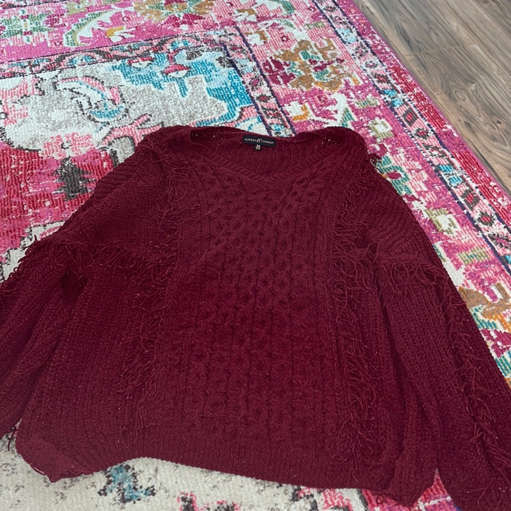Maroon Fringe Sweater
